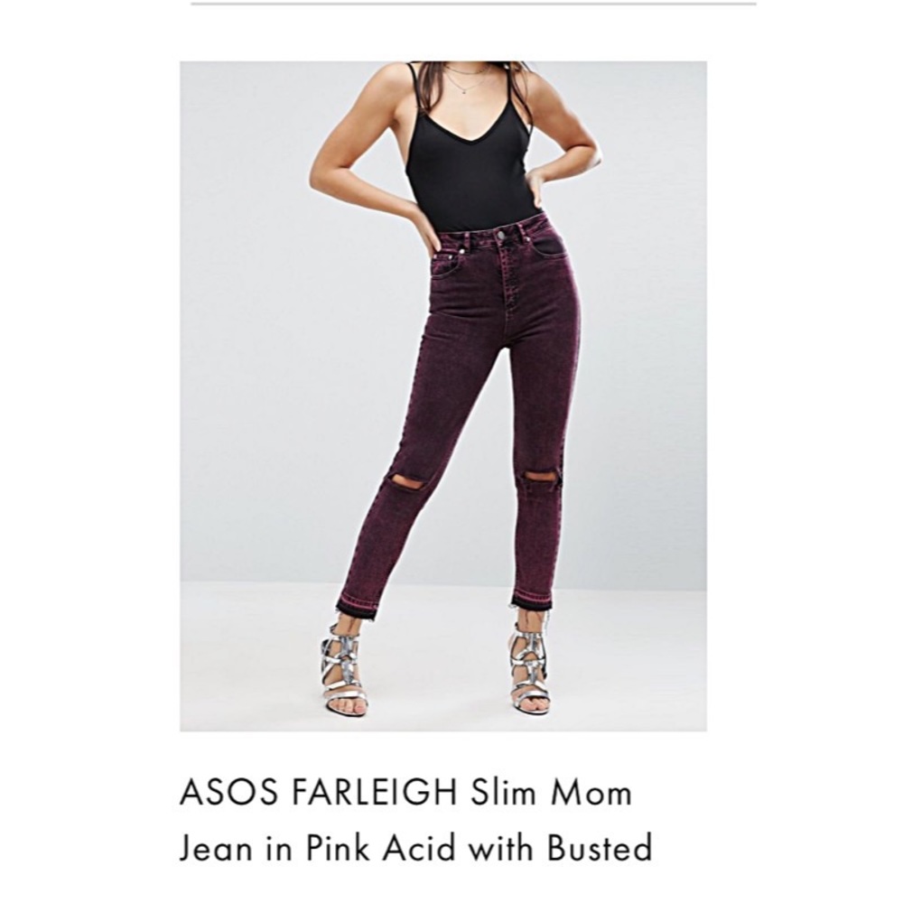 SOLD! High rise pink acid wash mom jeans size25